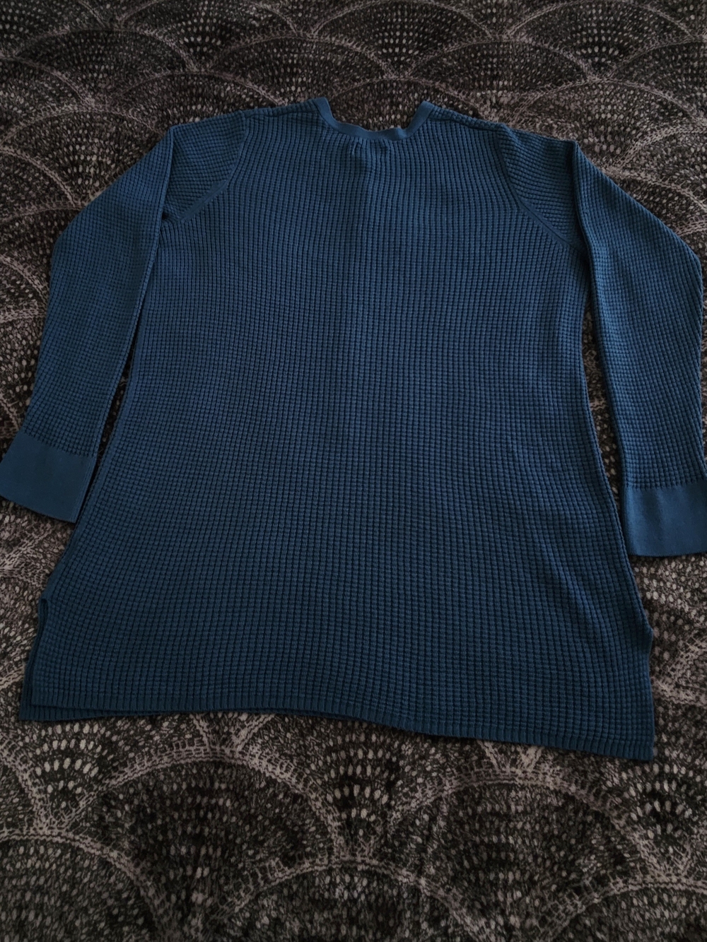 NWOT Avenue Men’s Teal Blue Waffle Knit Henley Shirt Size L (14/16) - Picture 2 of 14